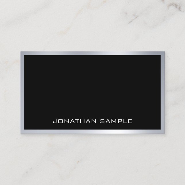 Elegante Minimalistisch Moderne Trendy Silver Cool Visitenkarte (Vorderseite)