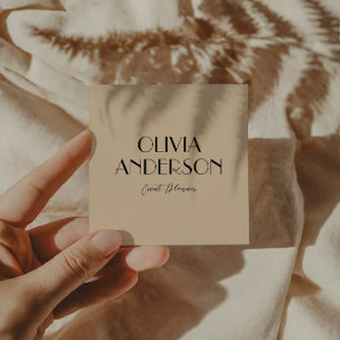 Elegante Minimalistisch neutrale Creme Boho Chic M Quadratische Visitenkarte