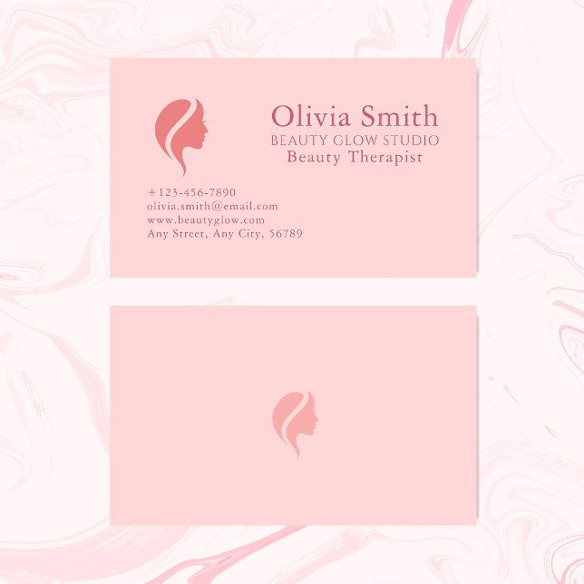 Elegante Minimalistisch rosa Schönheit Beruflich Visitenkarte (Von Creator hochgeladen)