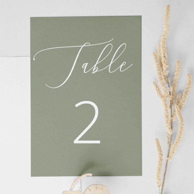 Elegante Minimalistisch Sage Green Rustic Wedding Tischnummer (Von Creator hochgeladen)