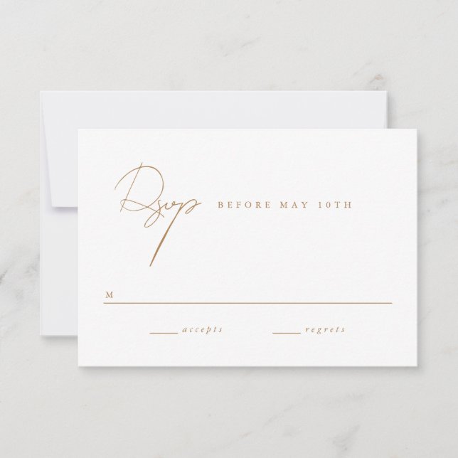 Elegante Minimalistisch-Script-Goldhochzeit RSVP Karte (Vorderseite)
