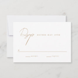 Elegante Minimalistisch-Script-Goldhochzeit RSVP Karte