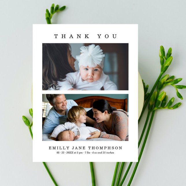 Elegante Minimalistische 2-Foto-Kinderdusche Postkarte (Von Creator hochgeladen)