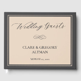 Elegante Minimalistische Almond Gray Wedding Gästebuch