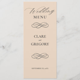 Elegante Minimalistische Almond Gray Wedding Menükarte