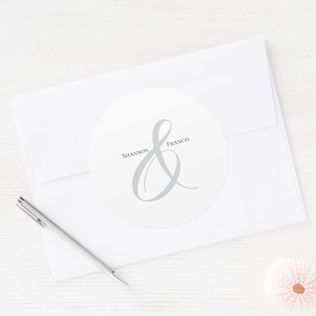 Elegante Minimalistische Ampersand Rundkleber Runder Aufkleber (Umschlag)