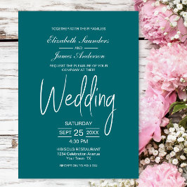 Elegante Minimalistische Aquamarine Hochzeit Einladung