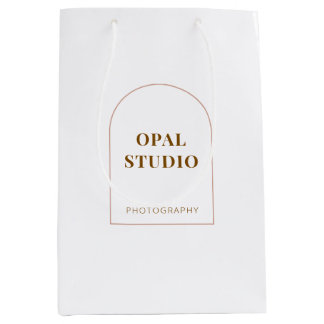 Elegante minimalistische Arch Cream Geschäftspapie Mittlere Geschenktüte