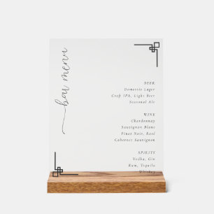 Elegante Minimalistische Bar-Speisekarte Acrylschild