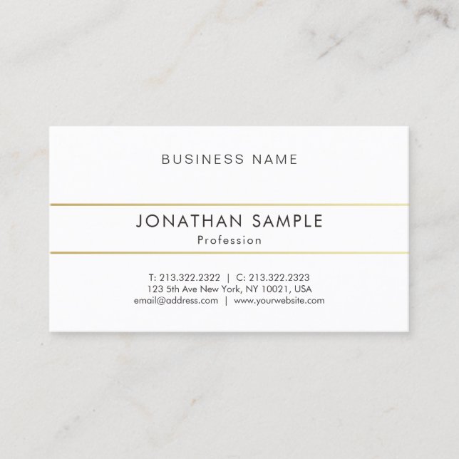 Elegante Minimalistische Berufliche Smart Gold Str Visitenkarte (Vorderseite)