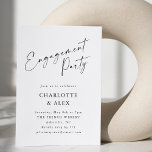 Elegante Minimalistische Black Script-Engagement-P Einladung<br><div class="desc">Moderne,  elegante Minimalistische Script-Kalligrafie-Engagement-Partei Einladung mit weißem Hintergrund</div>