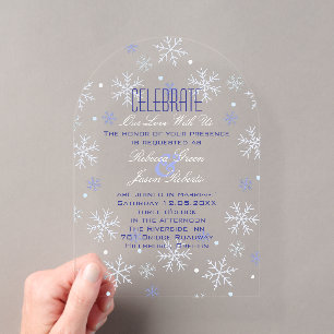 Elegante Minimalistische Blaue Snowflake Winterhoc Acryleinladungen