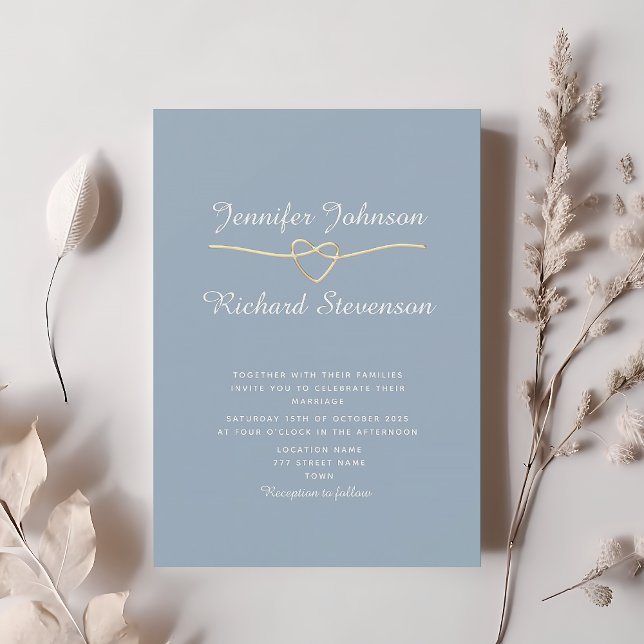 Elegante Minimalistische Blauen Hochzeit Einladung (Von Creator hochgeladen)