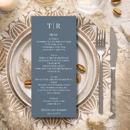 Elegante Minimalistische Blauen Hochzeit Menükarte