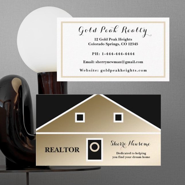 Elegante Minimalistische Blk/Gold Realtor Business Visitenkarte (Von Creator hochgeladen)