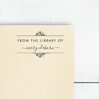 Elegante Minimalistische Blume aus der Bibliothek  Gummistempel