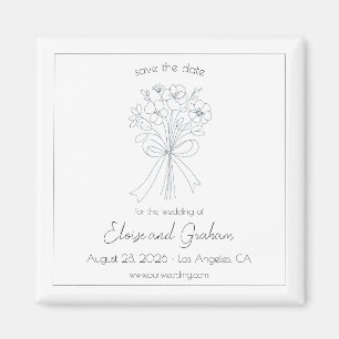 Elegante Minimalistische Blume und Bow Save the Da Magnet