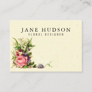 Elegante minimalistische Blumen Visitenkarte 3.5x2