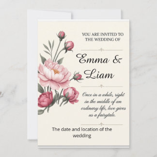 Elegante minimalistische Blumenhochzeitseinladung Einladung