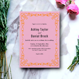 Elegante Minimalistische Blush Pink Chic Blumenhoc Einladung