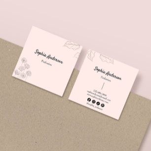 Elegante Minimalistische Blütenakzente Quadratische Visitenkarte