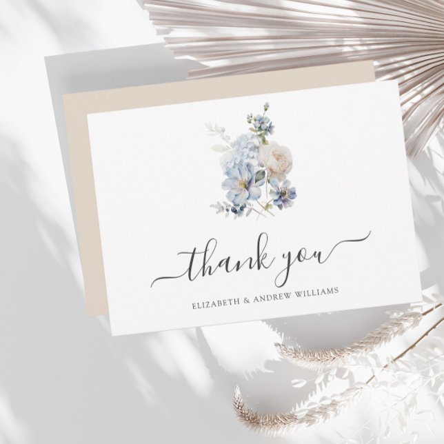 Elegante Minimalistische Blütenblumen Hochzeit Dankeskarte (Von Creator hochgeladen)