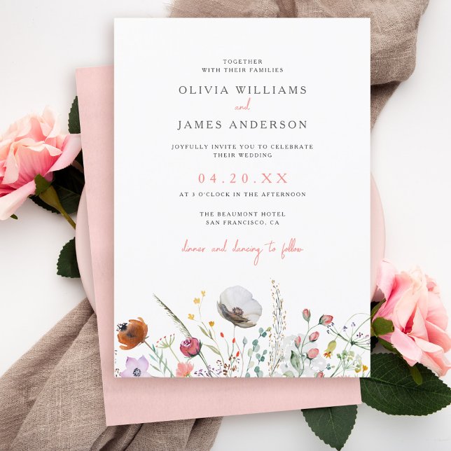 Elegante Minimalistische Boho Floral Wedding Einla Einladung (Von Creator hochgeladen)