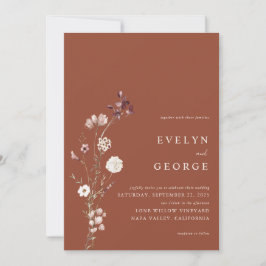 Elegante Minimalistische Boho Floral Wedding Einladung