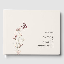 Elegante Minimalistische Boho Floral Wedding Gästebuch