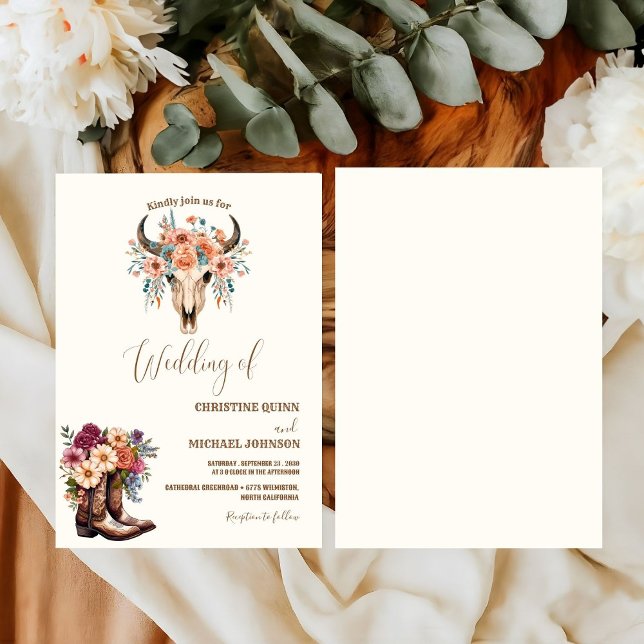 Elegante Minimalistische Boho Western Cowboy Weddi Einladung (Von Creator hochgeladen)