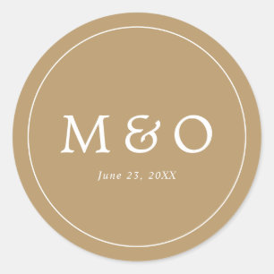 Elegante minimalistische Border Gold-Monogramm-Hoc Runder Aufkleber
