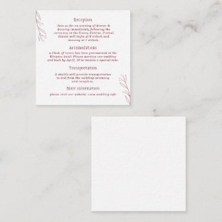 Elegante minimalistische Botanicals Bordeaux Begleitkarte