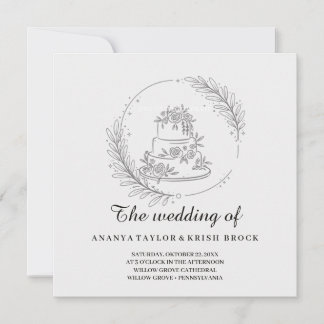 Elegante minimalistische botanische Bogenhochzeit Einladung