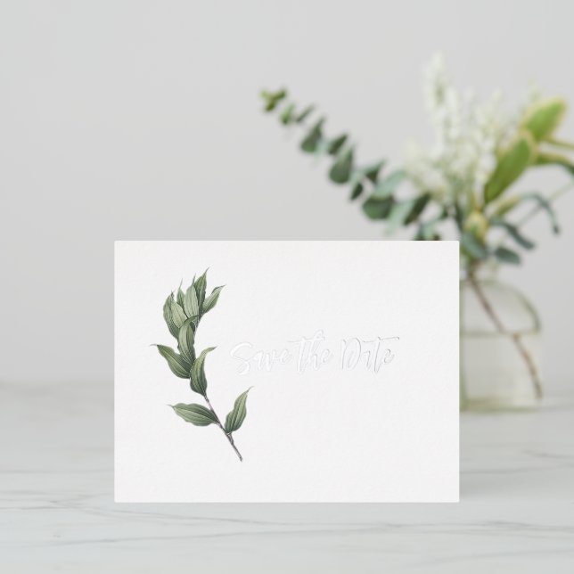 Elegante Minimalistische botanische Vegetation Folie Einladungspostkarte (Stehend vorne)