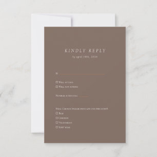 Elegante minimalistische braune elfenbeinfarbene S RSVP Karte