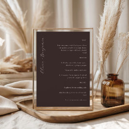 Elegante minimalistische braune Schrift benutzerde Menükarte