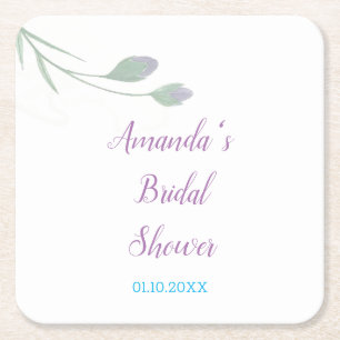 Elegante minimalistische Bridal Shower Blumendekor Rechteckiger Pappuntersetzer