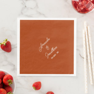 Elegante Minimalistische Burnt Orange und White We Serviette