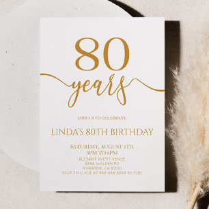 Elegante minimalistische Champagner 80. Geburtstag Einladung
