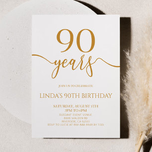 Elegante Minimalistische Champagner 90. Geburtstag Einladung