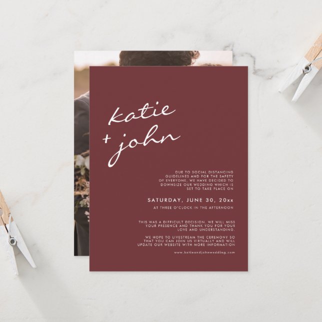 Elegante Minimalistische Cinnamon-Hochzeit Einladung (Vorderseite/Rückseite Beispiel)