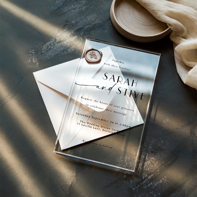 Elegante, minimalistische Designhochzeit Acryleinladungen (Von Creator hochgeladen)