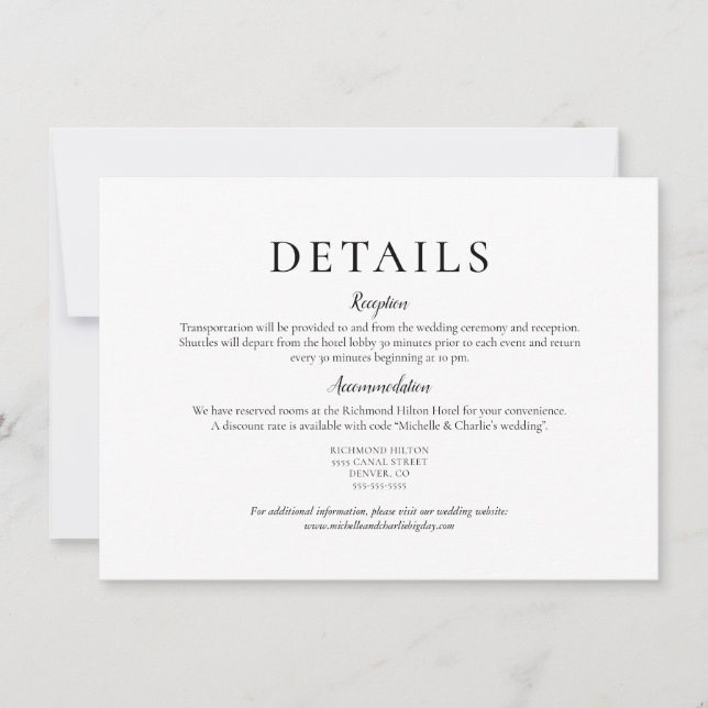 Elegante Minimalistische Details zur Hochzeit Einladung (Vorderseite)