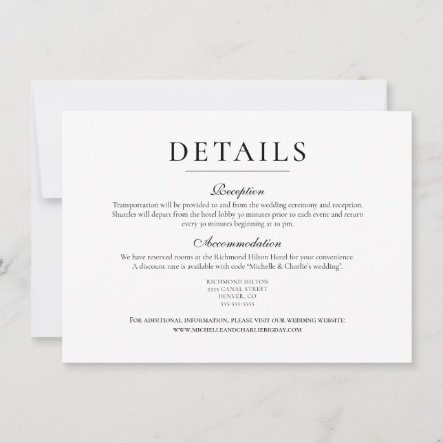 Elegante Minimalistische Details zur Hochzeit Einladung (Vorderseite)