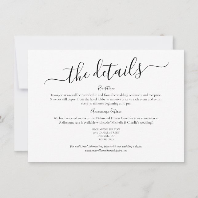 Elegante Minimalistische Details zur Hochzeit Einladung (Vorderseite)