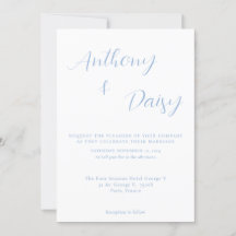 Elegante Minimalistische Dusty Blue Wedding Einlad