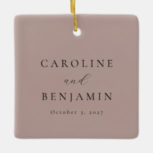 Elegante minimalistische dusty mauve Kalligrafie-H Keramikornament