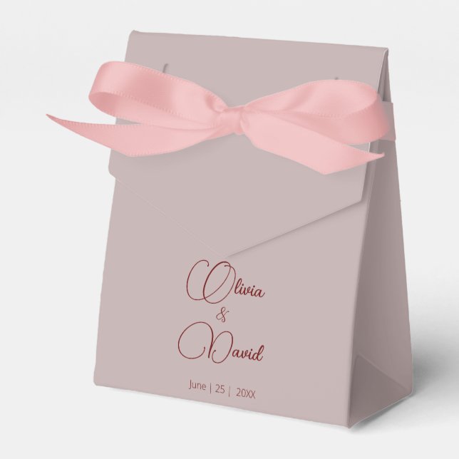 Elegante Minimalistische Dusty-Rose Hochzeit Geschenkschachtel (Vorderseite)