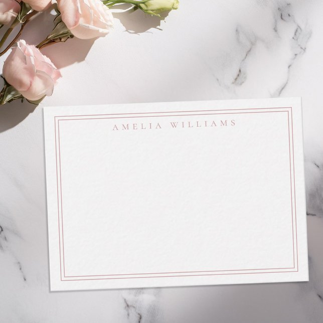 Elegante Minimalistische Dusty Rose Zwei Grenzen Mitteilungskarte (Von Creator hochgeladen)