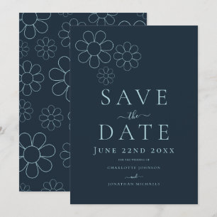 Elegante minimalistische einfache Daisy-Navy-Blau- Save The Date
